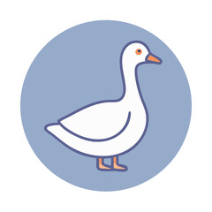 Obraz premium Cute Goose Cartoon Icon Illustration in a Circle, Animal Character Art