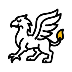 Small Golden Flame Icon on Black Background, Minimalist Graphic Art