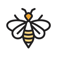 Geometric Honeybee Icon Illustration on Black Background, Honeybee Symbol
