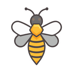 Cartoon Bee Illustration on Black Background: Cute Insect for Design