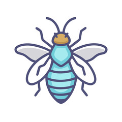 Abstract Blue Bee Icon Illustration on Black Background - Stock Photo