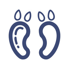 Obraz premium Simple Blue Footprints on Black Background: Baby Steps, New Beginnings Concept