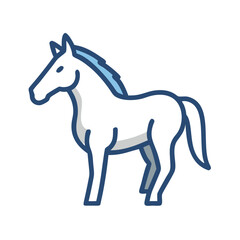 Stylized Horse Illustration on Black Background with Blue and Grey Accents