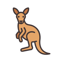 Cartoon Kangaroo Illustration on Black Background - Australian Wildlife Icon