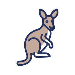 Stylized Kangaroo Icon, Australian Wildlife, Isolated Vector Illustration