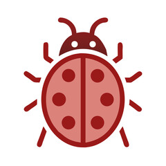 Red Ladybug Icon with Black Background