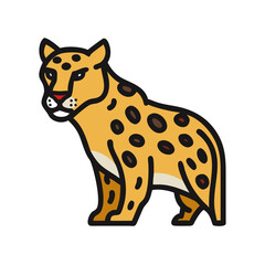 Cartoon Leopard Illustration with Black Background, Design for Children and Illustration