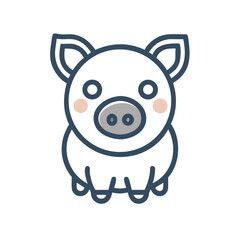 Cute Cartoon Pig Illustration on Black Background: Farm Animal Graphic Art