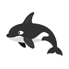 Fototapeta premium Cartoon Orca Killer Whale Illustration on Black Background for Education and Design