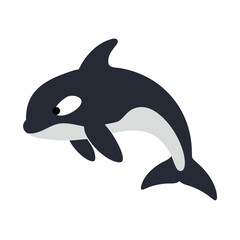 Cartoon Orca Illustration on Black Background - Simple Vector Design