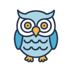 Cute Blue Owl Vector Illustration on Black Background for Design Projects