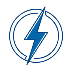 A graphic representation of a striking lightning bolt encapsulated within a sleek circular frame, radiating energy, dynamism, and electrical power.