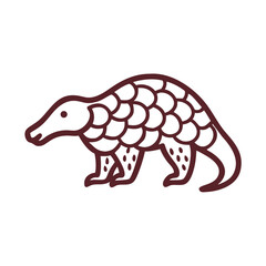 Minimalist Pangolin Line Art Illustration on Black Background for Conservation Awareness