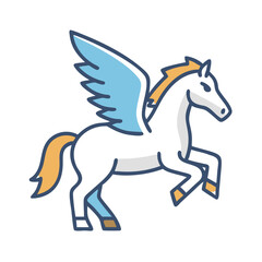 Stylized Pegasus Illustration with Wings on Black Background - Vector Graphic