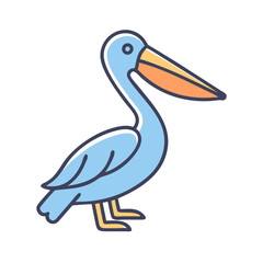 Cartoon Pelican Illustration on Black Background: Coastal Bird Drawing, Art