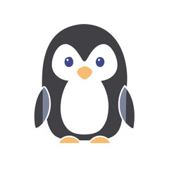 Cute Cartoon Penguin Illustration on Black Background, Isolated