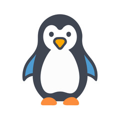 Naklejka premium Cute Cartoon Penguin Illustration on Black Background for Children and Design