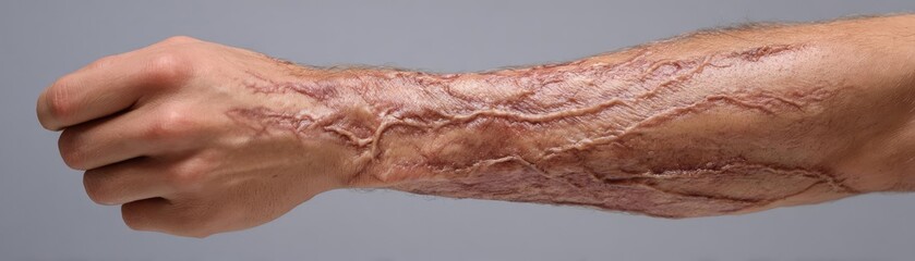 Lymphedema leg with swollen limb concept. Close-up of a hand showcasing intricate skin detail and texture.