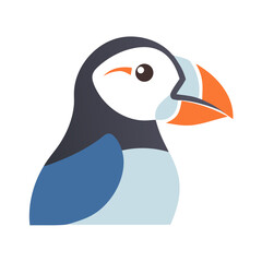 Stylish Atlantic Puffin Vector Illustration on Black Background for Design and Decor