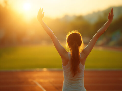 athlete stretching on running track after workout
