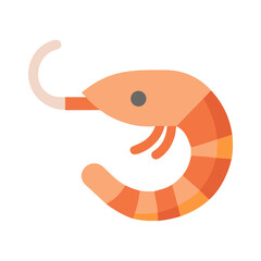 Cartoon Shrimp Illustration: Seafood, Marine Life, Simple Design on Black Background