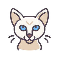 Siamese Cat Icon Illustration, Cute Pet, Modern Design, Vector on Black