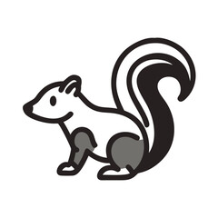 Squirrel Illustration, Isolated Vector Outline on Black Background for Kids