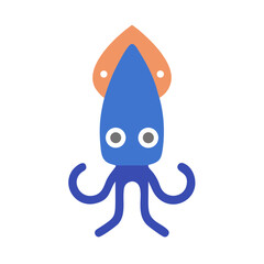 Colorful Cartoon Squid on Black Background, Vector Illustration Design