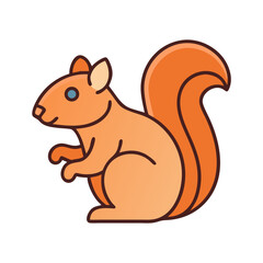 Cute Cartoon Squirrel with Bushy Tail Isolated on Black Background