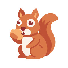 Cute Cartoon Squirrel Eating Nut on Black Background Illustration Vector