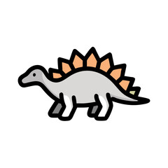 Stegosaurus Dinosaur Icon Illustration Isolated on Black Background. Ancient Creature.