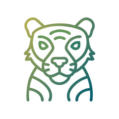 Abstract Tiger Head Illustration with Gradient Lines on Black Background