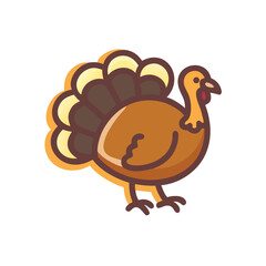 Cartoon Turkey Illustration: Thanksgiving Icon, Holiday Bird, Festive Design