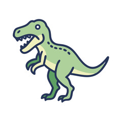 Cartoon Tyrannosaurus Rex Illustration on Black Background, Cute Dinosaur Character