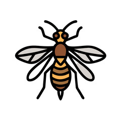 Minimalist Bee Illustration on Black Background - Simple, Elegant Insect Design