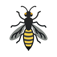 Cartoon Wasp Illustration on Black Background: Insect, Vector Art, Graphic Design