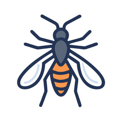 Isolated wasp graphic illustration with orange stripes on black background