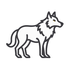 White Wolf Illustration: Animal Icon, Arctic Wolf, Wildlife Theme on Black