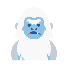 Grumpy Yeti Illustration on Black Background for Winter or Halloween Projects