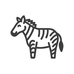 Cute Zebra Cartoon Character Illustration on Black Background for Children's Designs