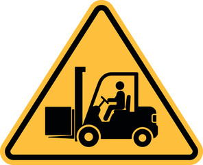 forklift truck hazard warning icon isolated on white background