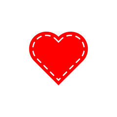 Red Heart with Stitched Border Minimal Love Icon 