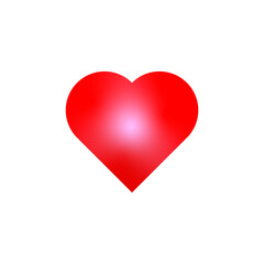 Glossy Red Heart Icon Shiny Love Symbol Isolated on Transparent Background 
