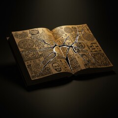 Fototapeta premium Ancient Texts Unveiled: A Journey Through Time with Intricate Patterns and Symbols Found in a Mystical Book