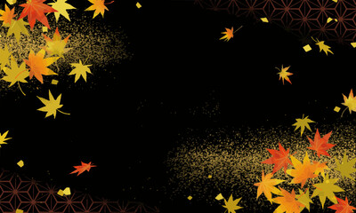 紅葉と金の和風背景