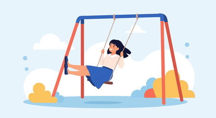 Girl Enjoying Leisure Time Swinging High In A Playful Park Atmosphere