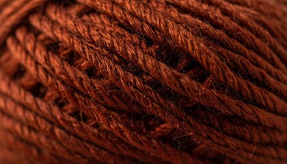 Close-up of a ball of reddish-brown yarn