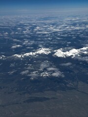 Sky view of snowy mountains