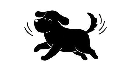 Obraz premium Joyful Silhouette of a Happy Dog Running with a Wagging Tail