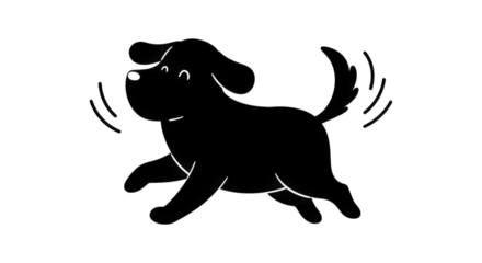 Joyful Silhouette of a Happy Dog Running with a Wagging Tail